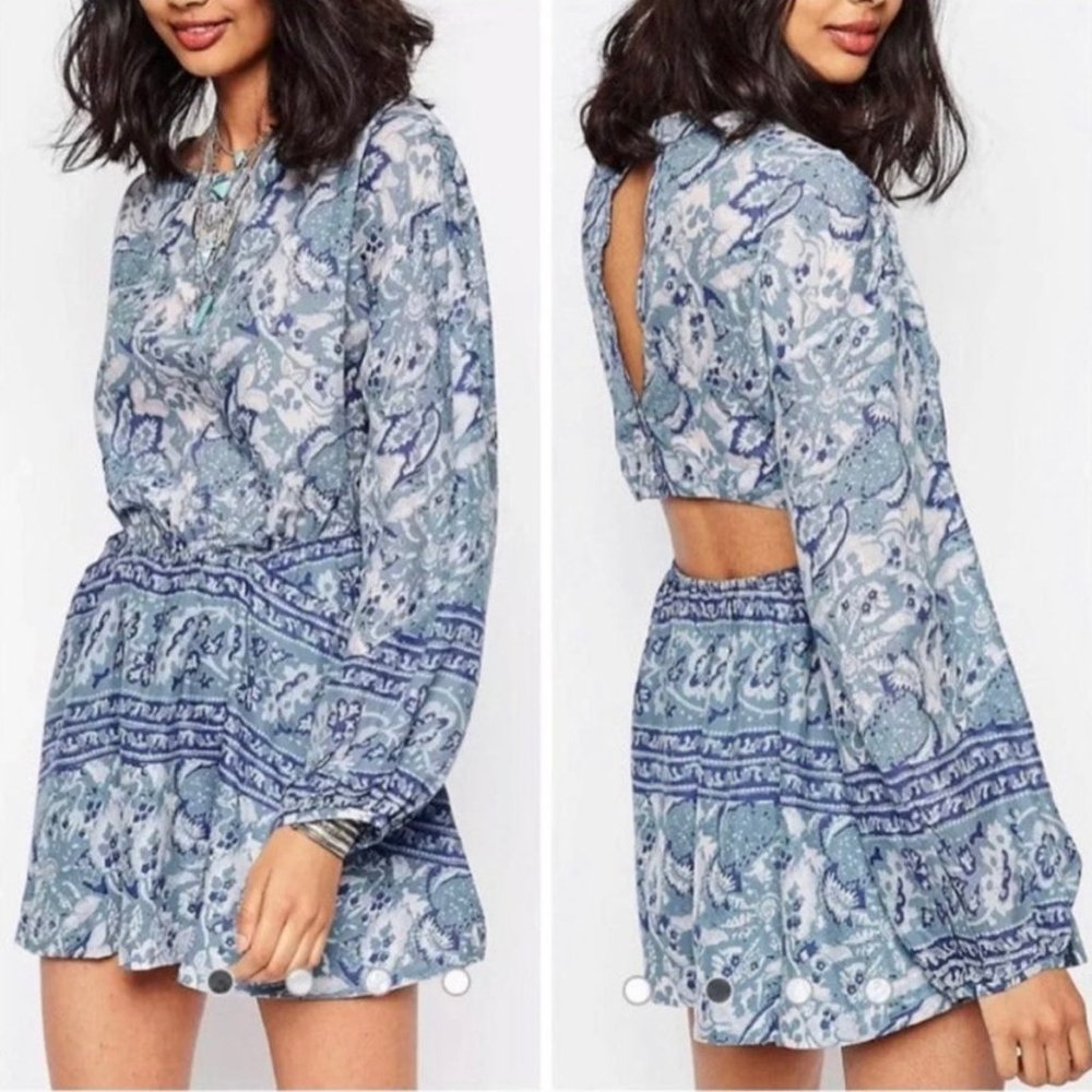 Free People | Women's Blue Cutout Back Tunic Dress| Small